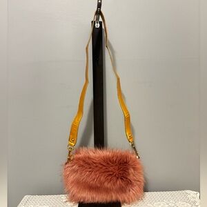 Upcycled Rose Gold Faux Fur with Coach Gold Strap